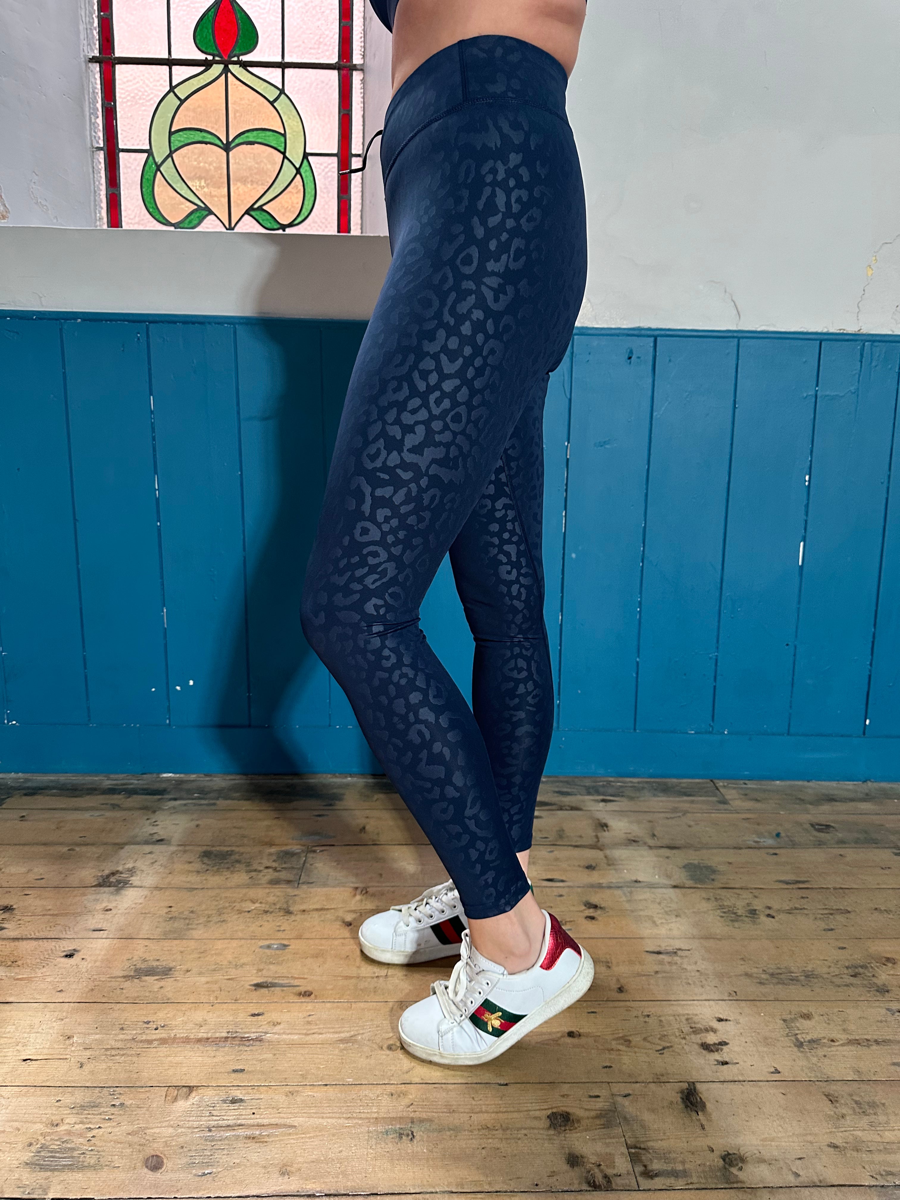 Blue leopard tights hotsell