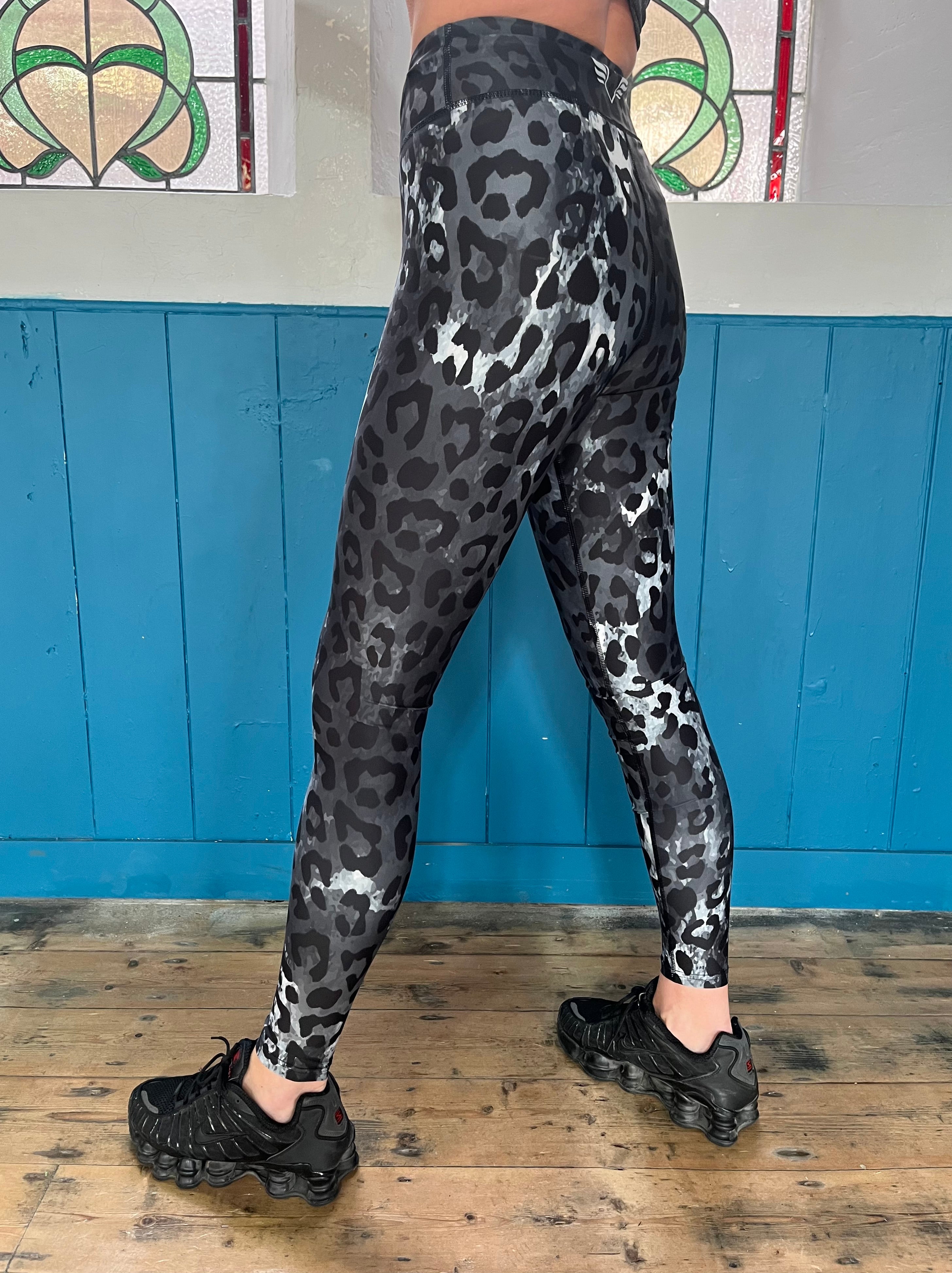 Grey leopard leggings sale