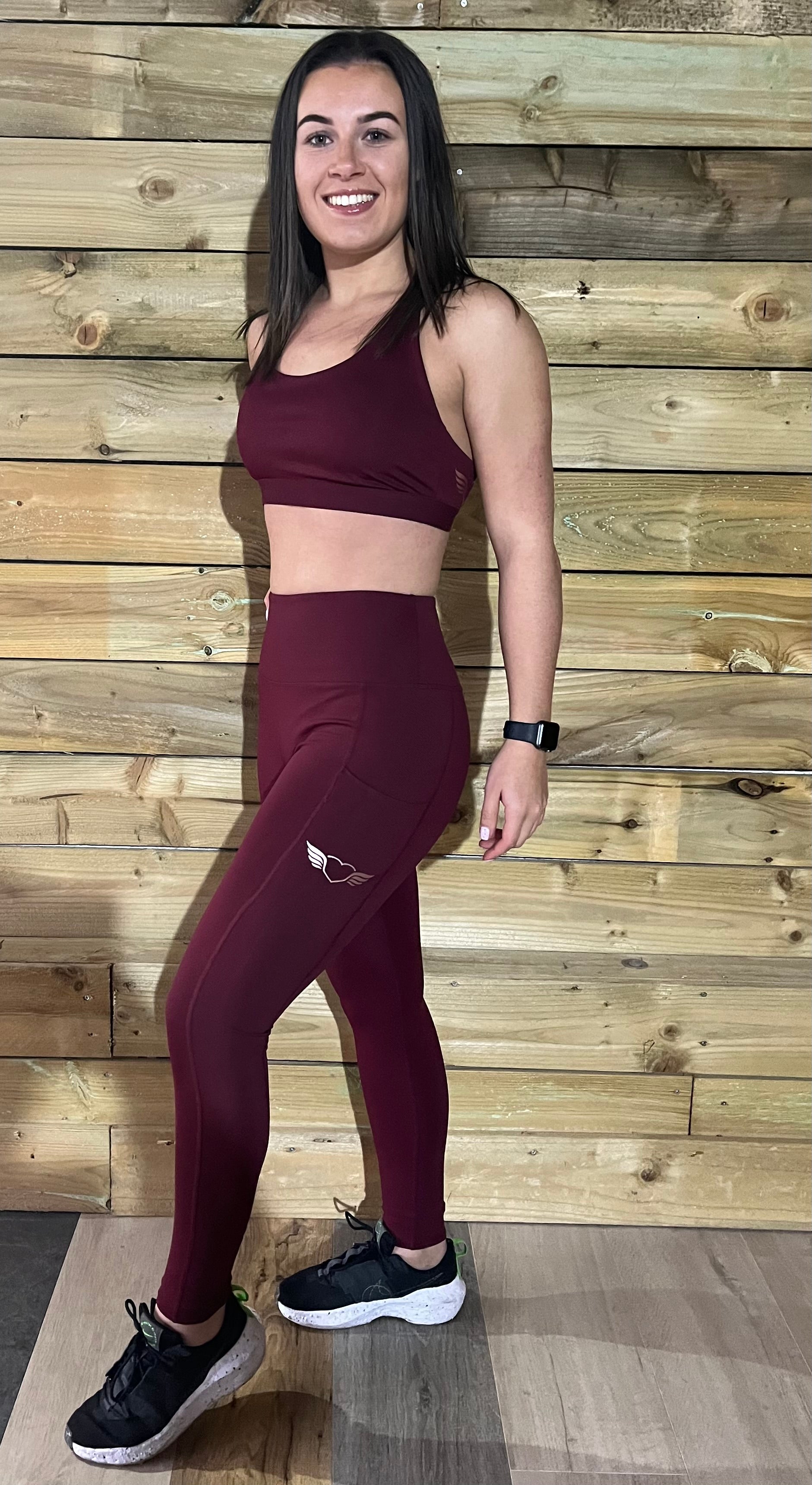 Burgundy sports bra (up to size 20) (matching leggings available